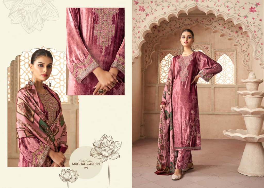 SAHIBA MUGHAL GARDEN DESIGNER OCCASION WEAR VELVET WINTER UNSTITCH SALWAR KAMEEZ