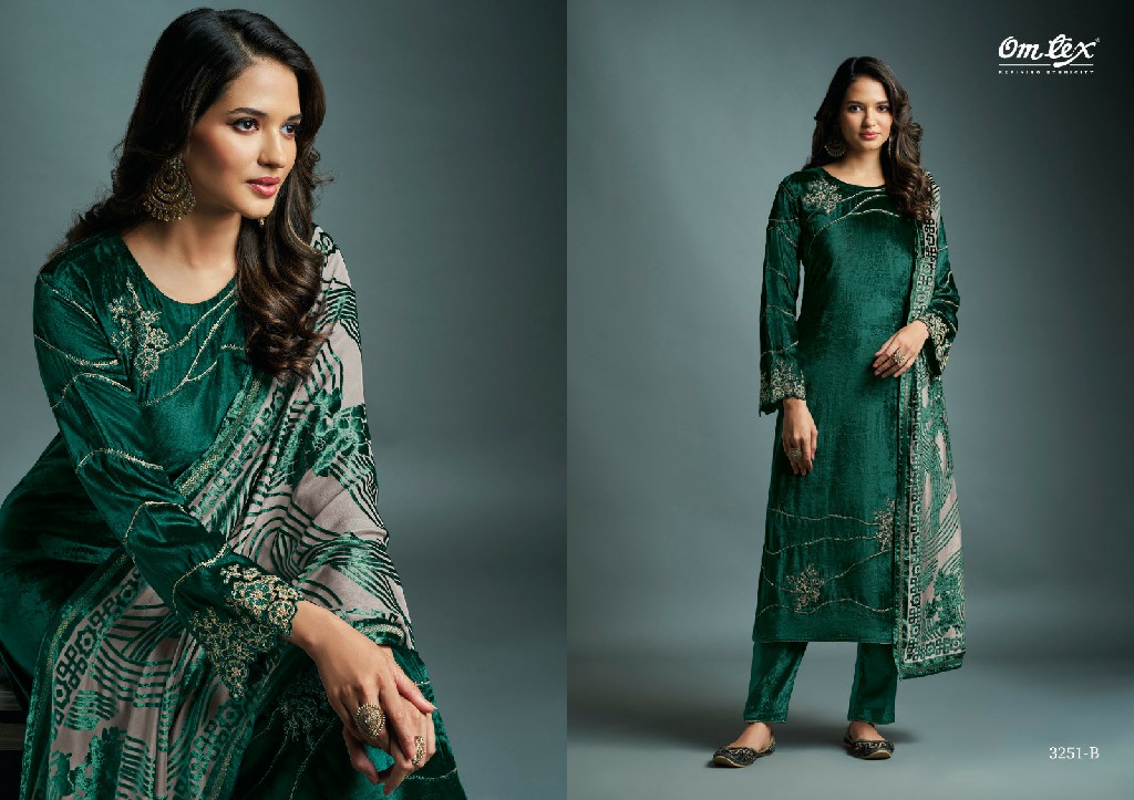 Omtex Daira Wholesale Pure Viscose Velvet With Embroidery Winter Suits
