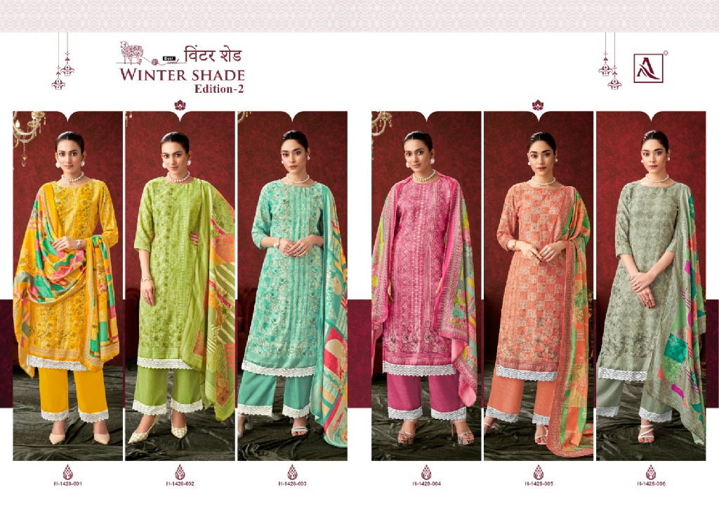 Alok Winter Shade Vol-2 Wholesale VIscose Pashmina With Swaroski Diamond Winter Dress Material