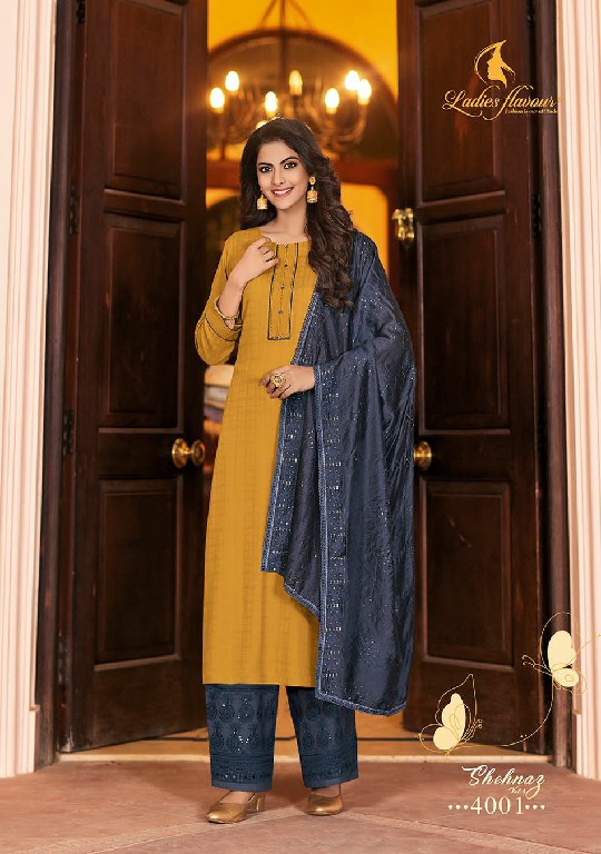 Ladies Flavours Shehnaaz Vol-4 Wholesale Readymade 3 Piece Salwar Suits