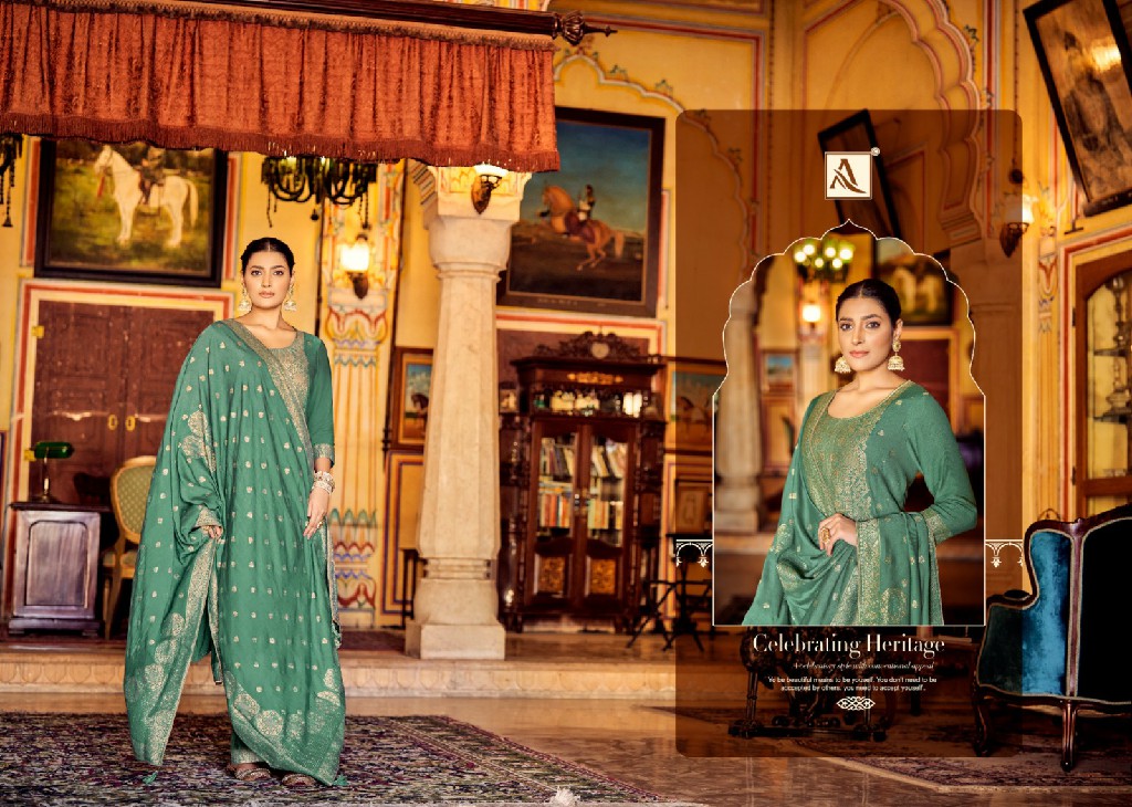 Alok Sitara Wholesale Pure Viscose Pashmina Jacquard With Hand Work Winter Suits