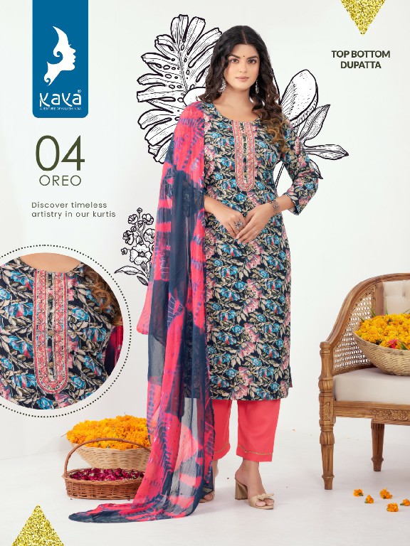 Kaya Oreo Wholesale 3 Piece Straight Kurtis With Pant And Dupatta