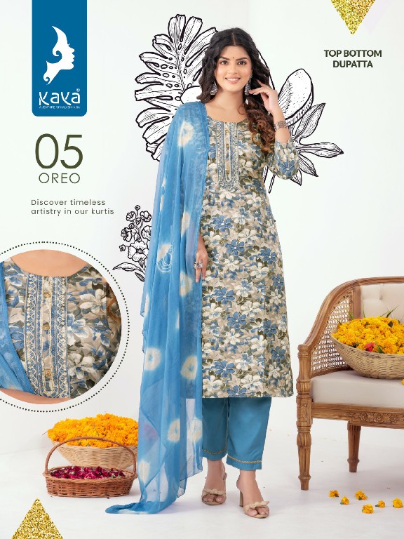 Kaya Oreo Wholesale 3 Piece Straight Kurtis With Pant And Dupatta