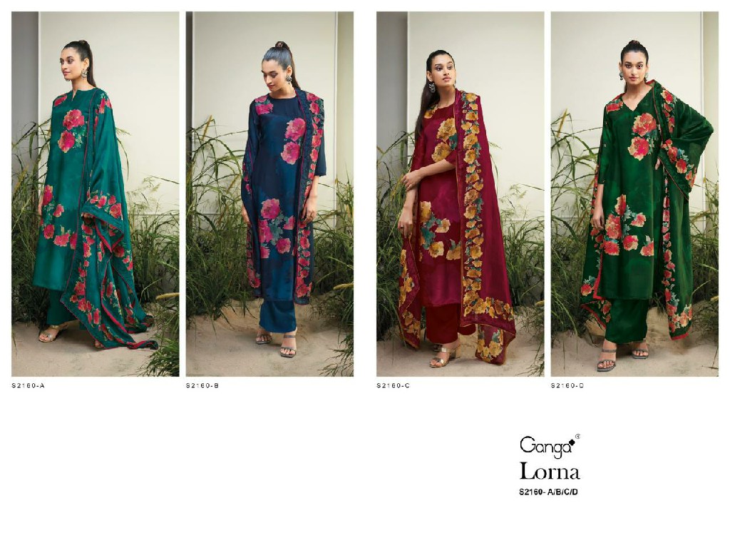 Ganga Lorna S2160 Wholesale Bemberg Silk With Hand Work Salwar Suits