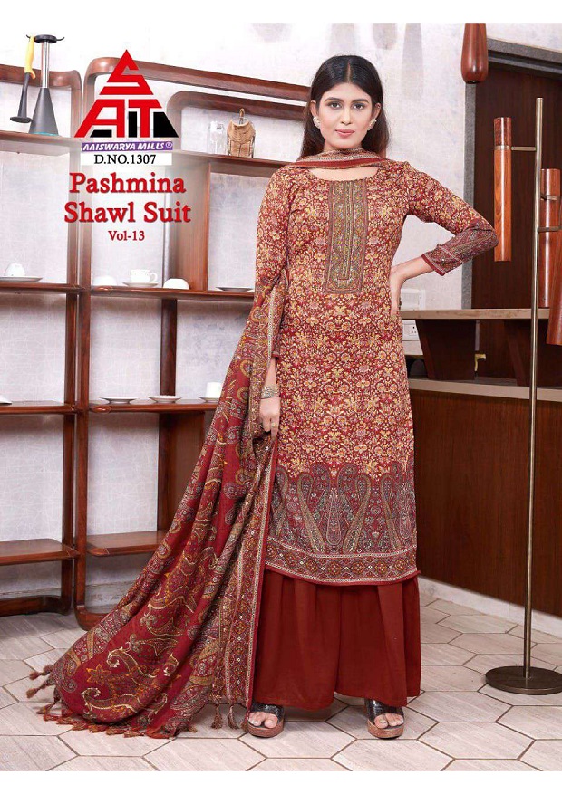 SAT Pashmina Shawl Suit Vol-13 Wholesale Pashmina Winter Dress Material