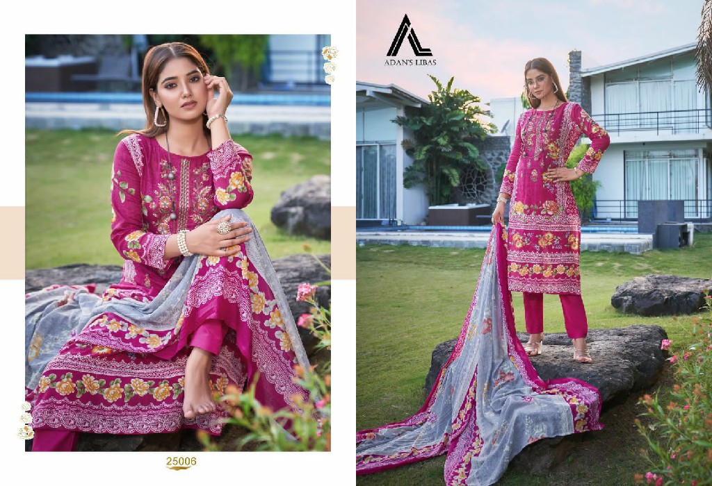 Adans Libas Naira Vol-25 Wholesale Pure Cotton With Self Embroidery Work Dress Material