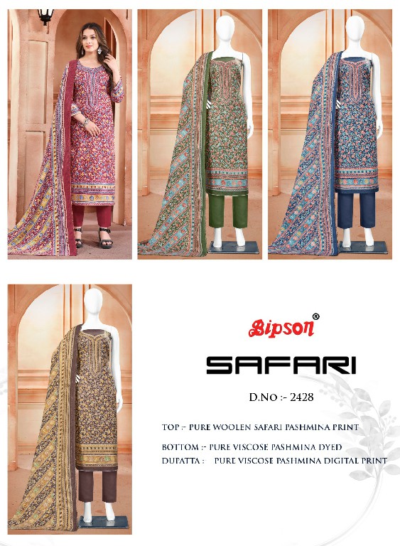 Bipson Safari 2428 Wholesale Pure Woolen Safari Pashmina Winter Dress Material
