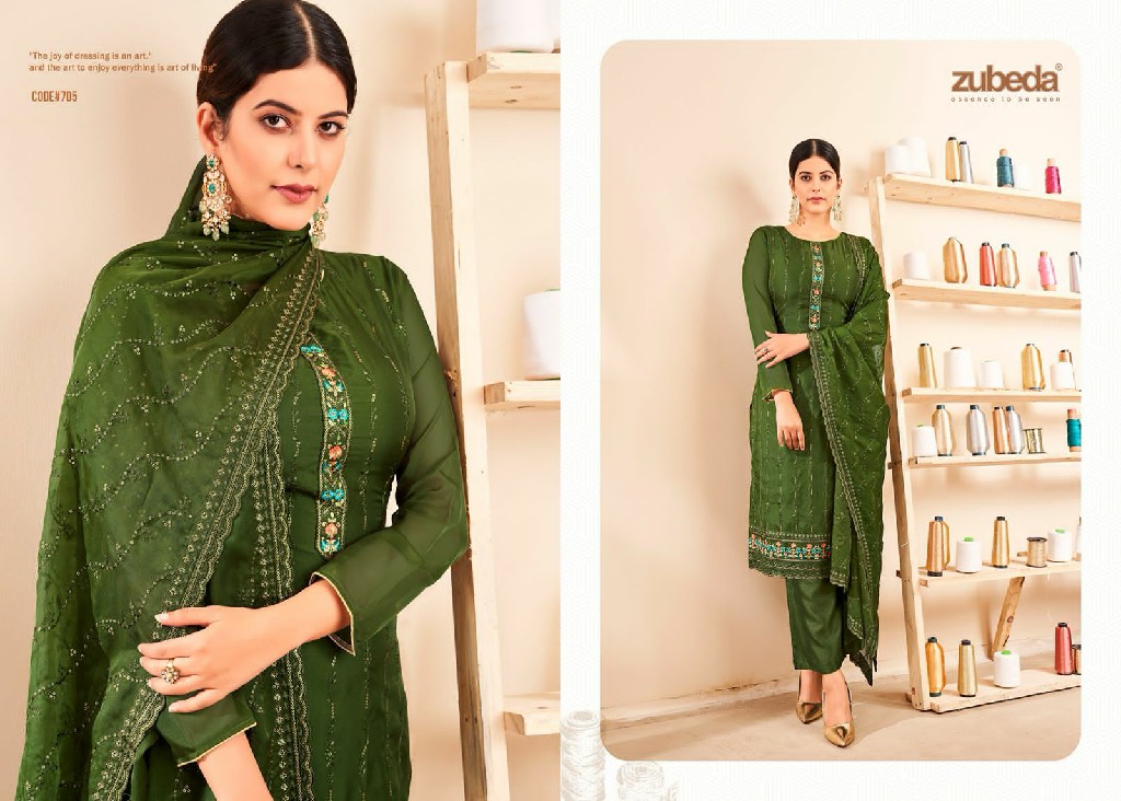 ZUBEDA NAFISA FESTIVE WEAR EMBROIDERY AND SEQUENCE WORK DRESS MATERIAL