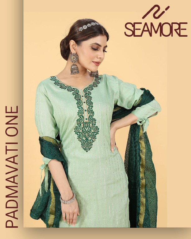 SEAMORE PADMAVATI ONE FULLSTITCH FANCY KURTI PANT DUPATTA SET