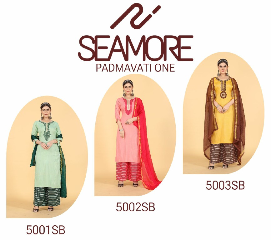 SEAMORE PADMAVATI ONE FULLSTITCH FANCY KURTI PANT DUPATTA SET