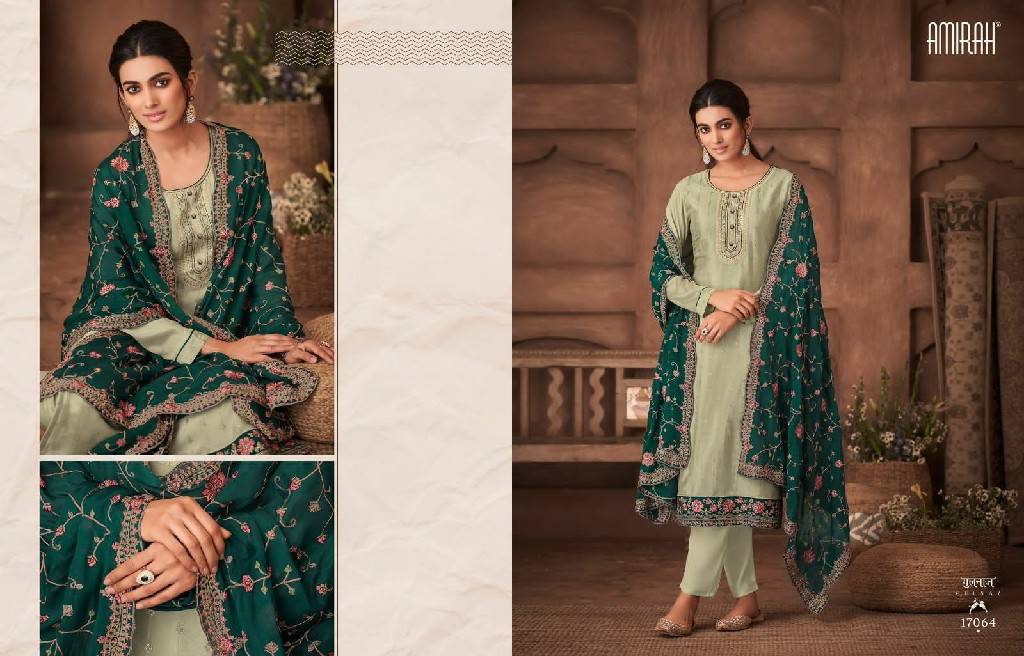 Amirah Gulnaz Vol-2 Wholesale Chinon Silk With Embroidery Work Straight Suits