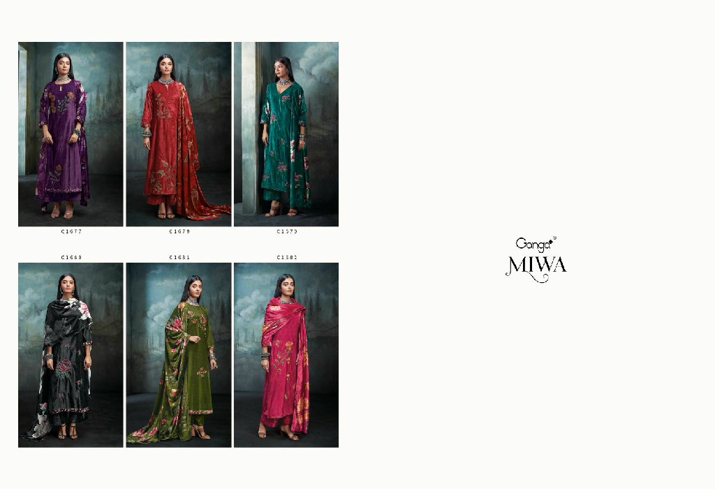 Ganga Miwa Wholesale Velvet With Embroidery Winter Salwar Suits