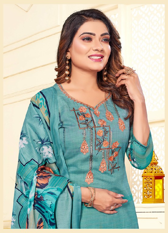 Vandana Melisha Vol-4 Wholesale Designer Neck Embroidery Dress Material