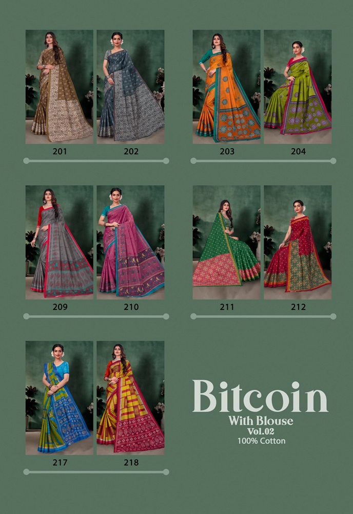 Lakhani Bitcoin Vol-2 Wholesale Pure Cotton Sarees