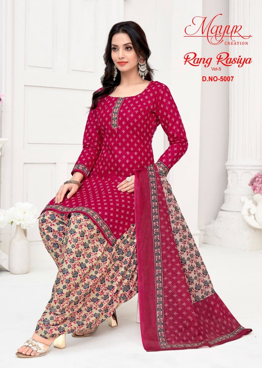 Mayur Rang Rasiya Vol-5 Wholesale Heavy Cotton Fabrics Dress Material