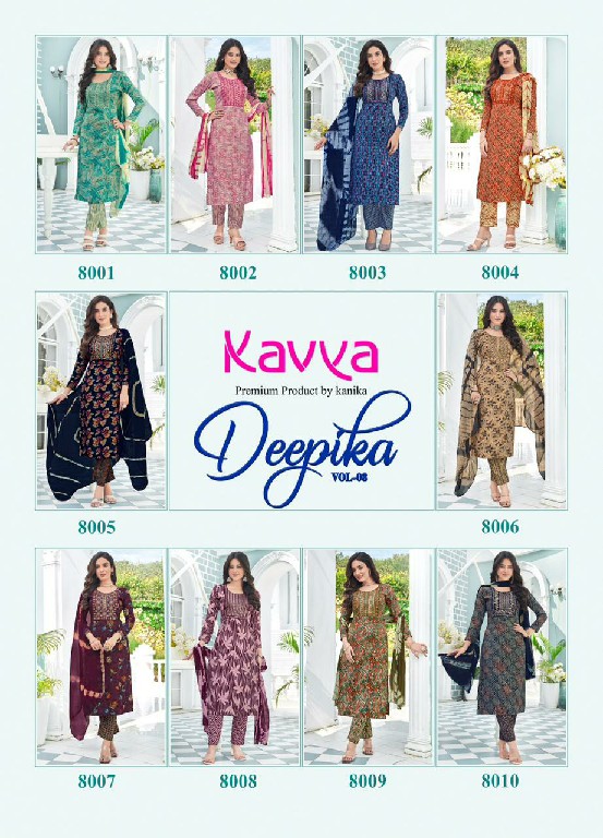 Kavya Deepika Vol-8 Wholesale Ready Made 3 Piece Dresses