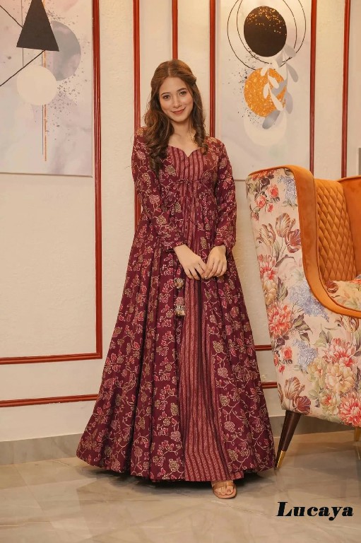 LUCAYA VOL 17 READYMADE WESTERN WEAR LONG GOWN WITH SHRUG OCCASION ATTIRE