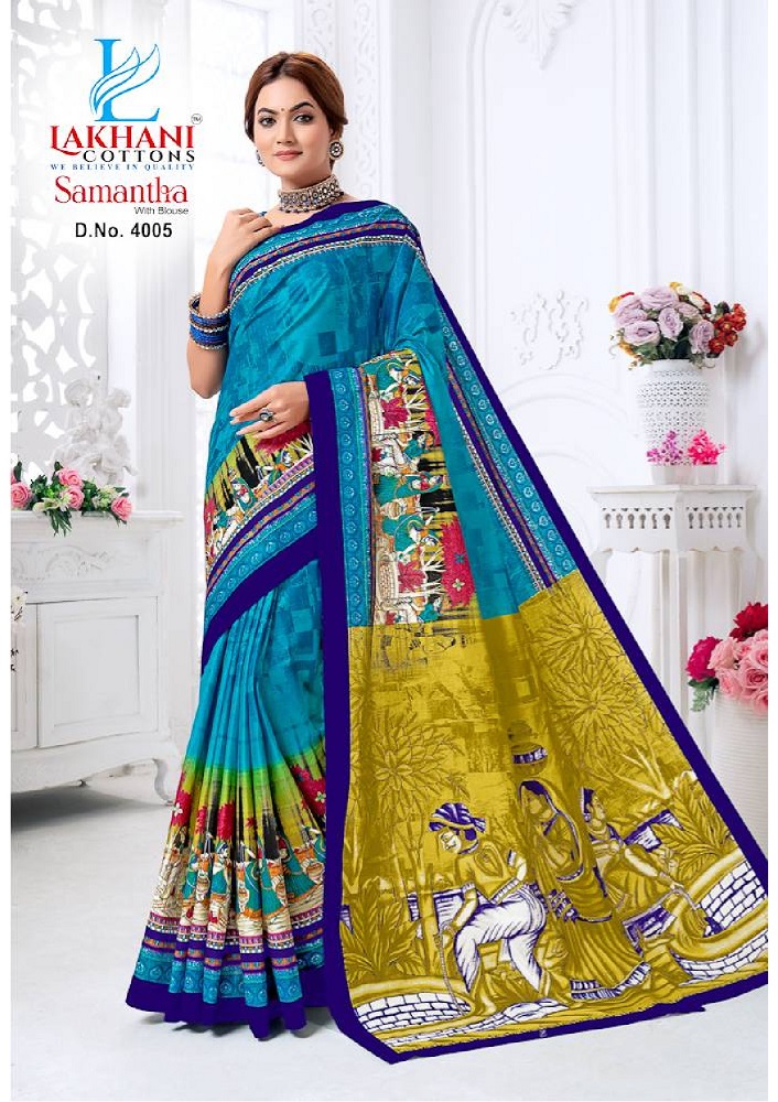 Lakhani Samantha Vol-4 Wholesale Pure Cotton Printed Sarees