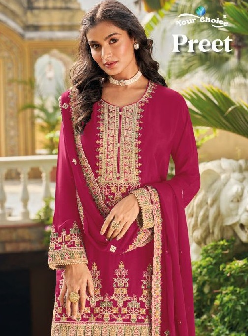 Your Choice Preet Wholesale Heavy Chinon Free Size Stitched Suits