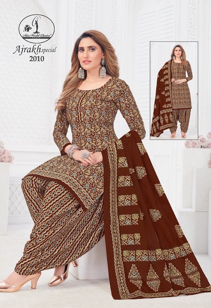 Miss World Choice Ajrakh Special Vol-2 Wholesale Pure Cotton Printed Dress Material