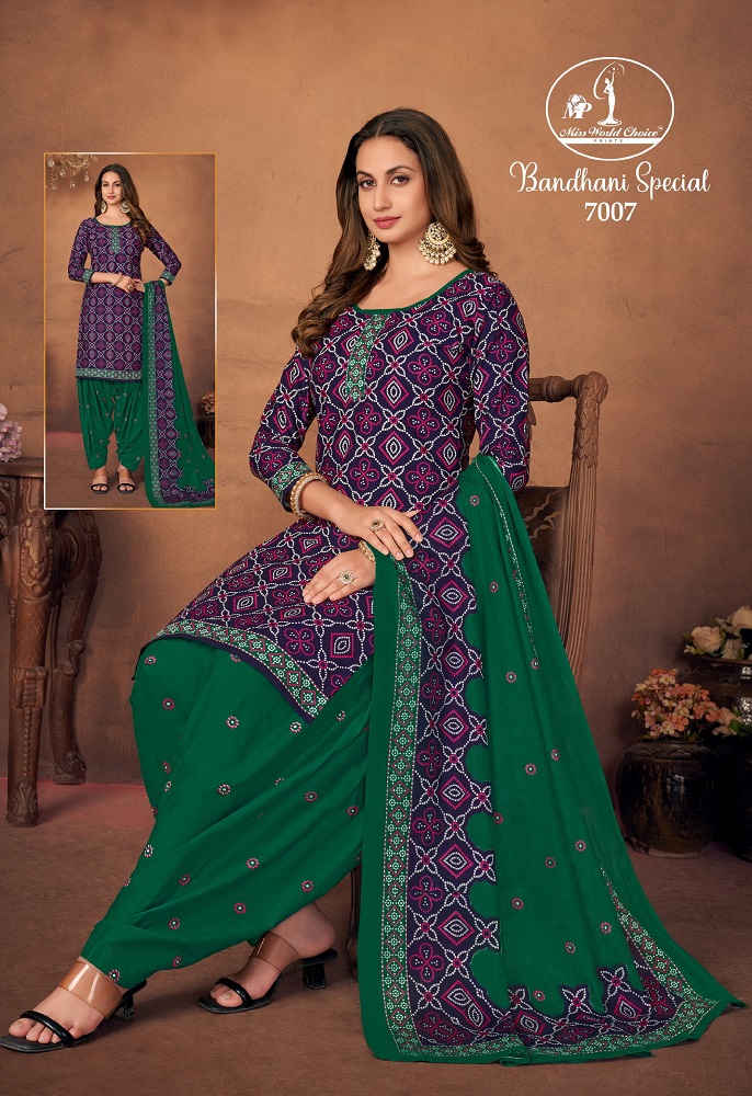 Miss World Bandhani Special Vol-7 Wholesale Cotton Printed Dress Material