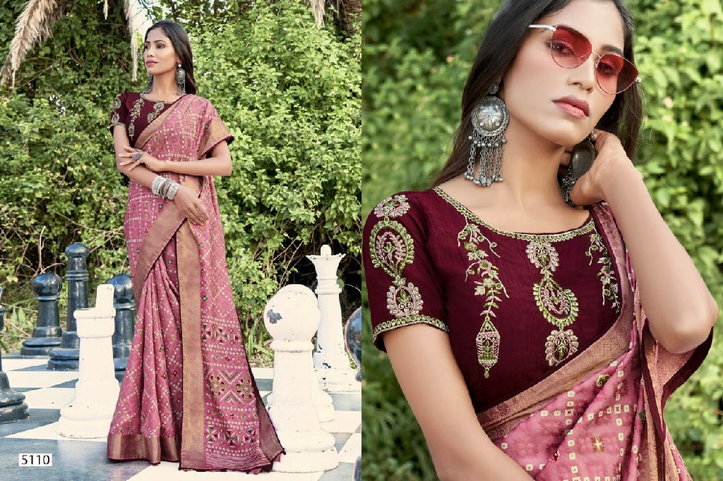 5D DESIGNER MALAI SILK VOL 2 FANCY SAREES WITH EMBROIDERY WORK BLOUSE