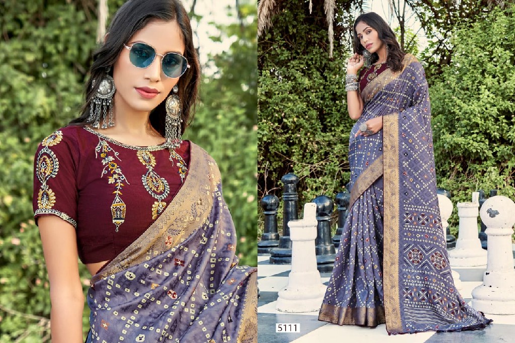 5D DESIGNER MALAI SILK VOL 2 FANCY SAREES WITH EMBROIDERY WORK BLOUSE
