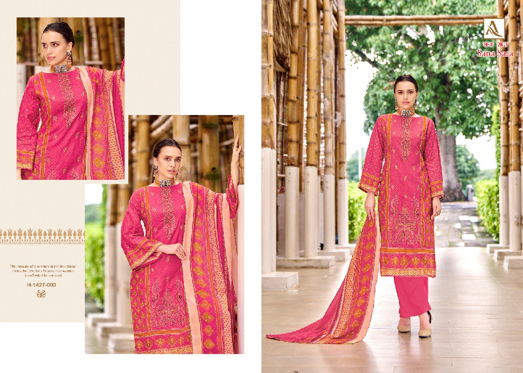 Alok Sana Sara Wholesale Cambric Cotton With Work Dress Material