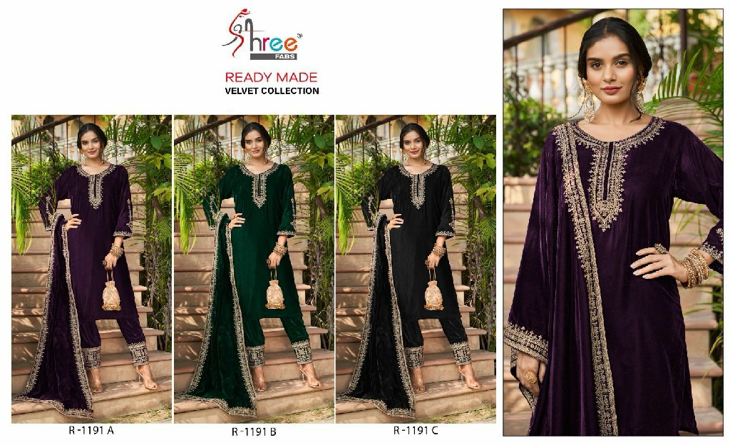 Shree Fabs R-1191 Wholesale Readymade Velvet Pakistani Suits