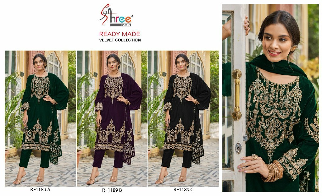 Shree Fabs R-1189 Wholesale Readymade Velvet Pakistani Suits