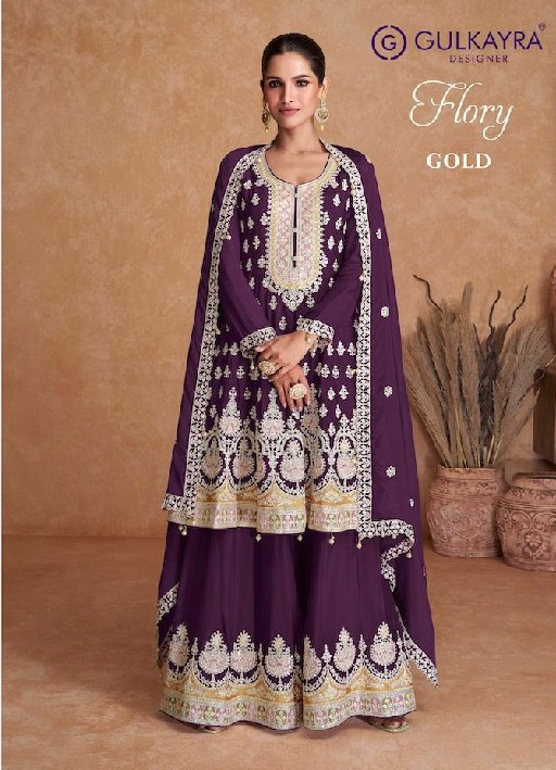 Gulkayra Flory Gold Wholesale Designer Free Size Stitched Suits