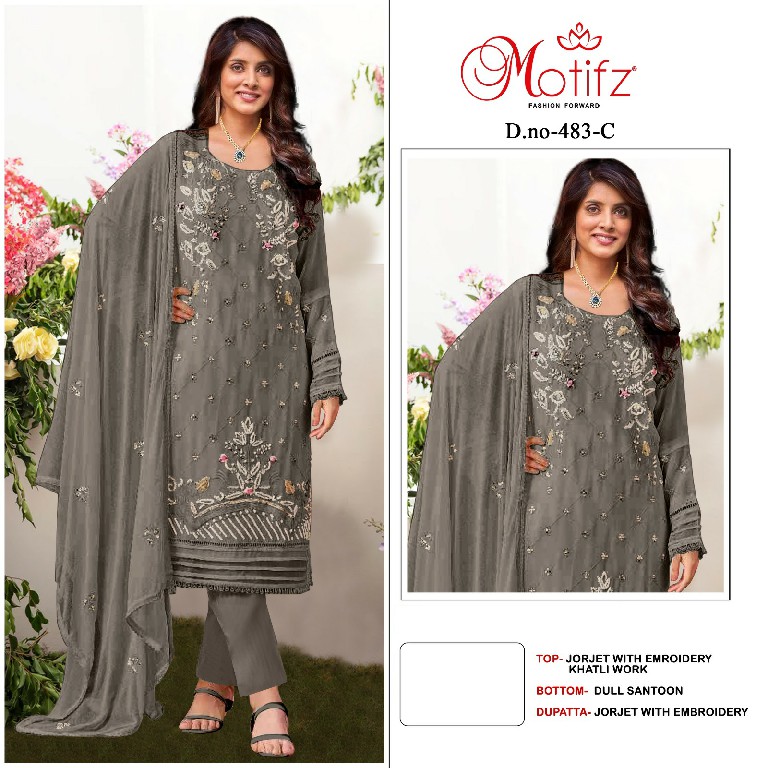 Motifz D.no 483 Wholesale Embroidered Pakistani Concept Suits