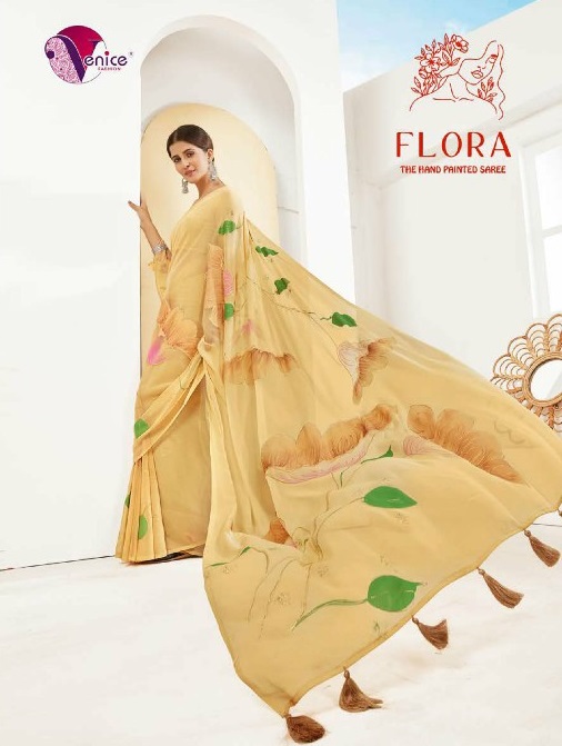 HT Venice Flora Wholesale Georgette With Brush Print Ethnic Sarees