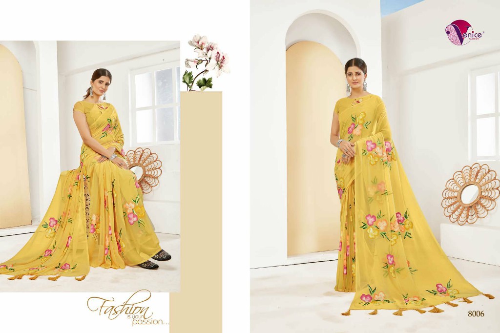 HT Venice Flora Wholesale Georgette With Brush Print Ethnic Sarees