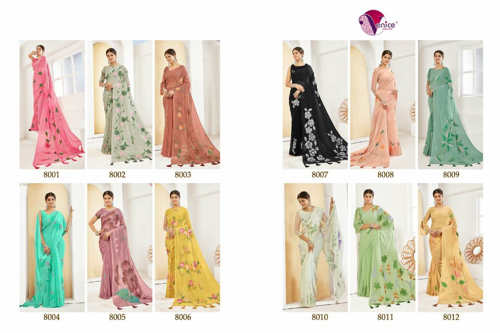 HT Venice Flora Wholesale Georgette With Brush Print Ethnic Sarees