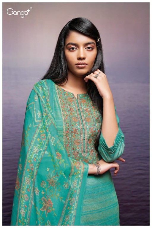 Ganga Kori S2369 Wholesale Premium Woven Embroidery Dress Material