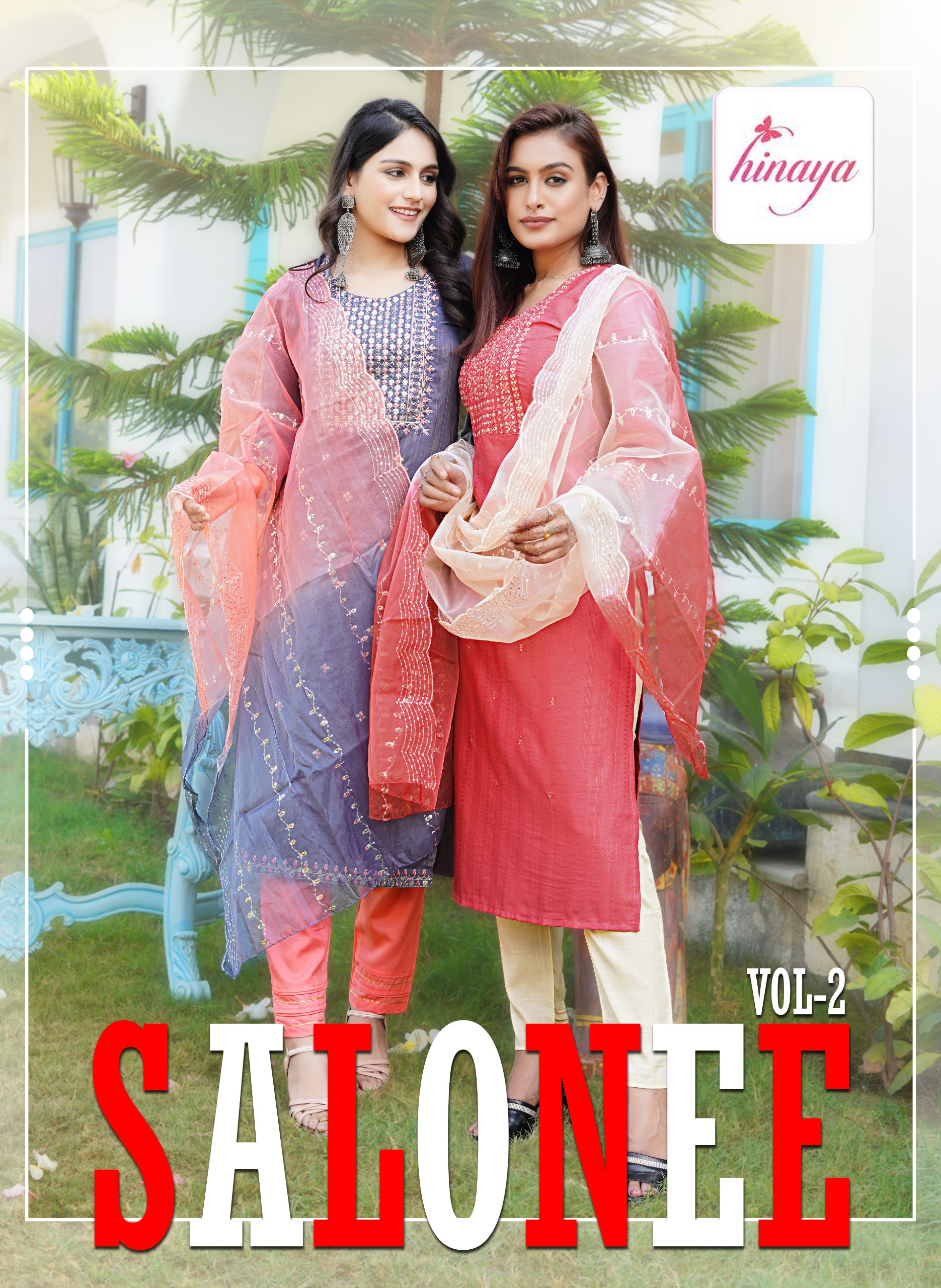 Hinaya Salonee Vol-2 Wholesale Reyon Straight Cut Kurti With Pant And Dupatta