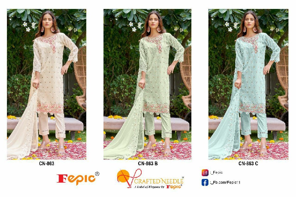 Fepic Crafted Needle CN-863 Wholesale Readymade Pakistani Concept Suits