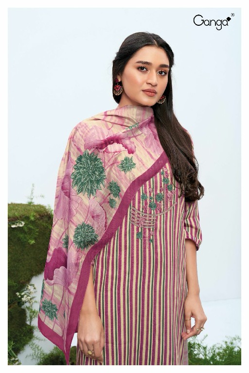 GANGA JILL S2107 FANCY COTTON SILK PRINTED WITH EMBROIDERY DRESS MATERIAL