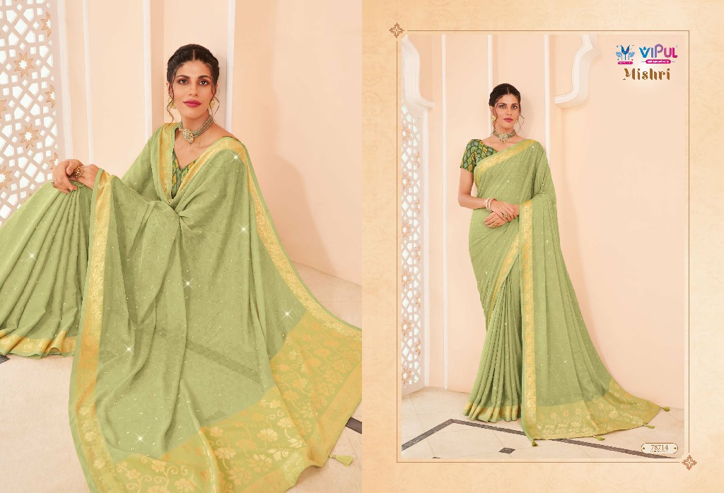 VIPUL FASHION MISHRI BEAUTIFUL FUNCTION WEAR SAREES WITH PRINTED BLOUSE
