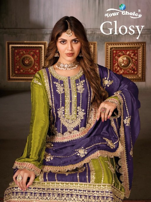 Your Choice Glosy Wholesale Designer Free Size Stitched Suits
