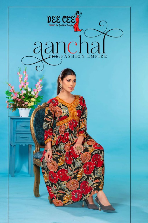 Dee Cee Aanchal Wholesale Heavy Chanderi Print Anarkali Kurtis