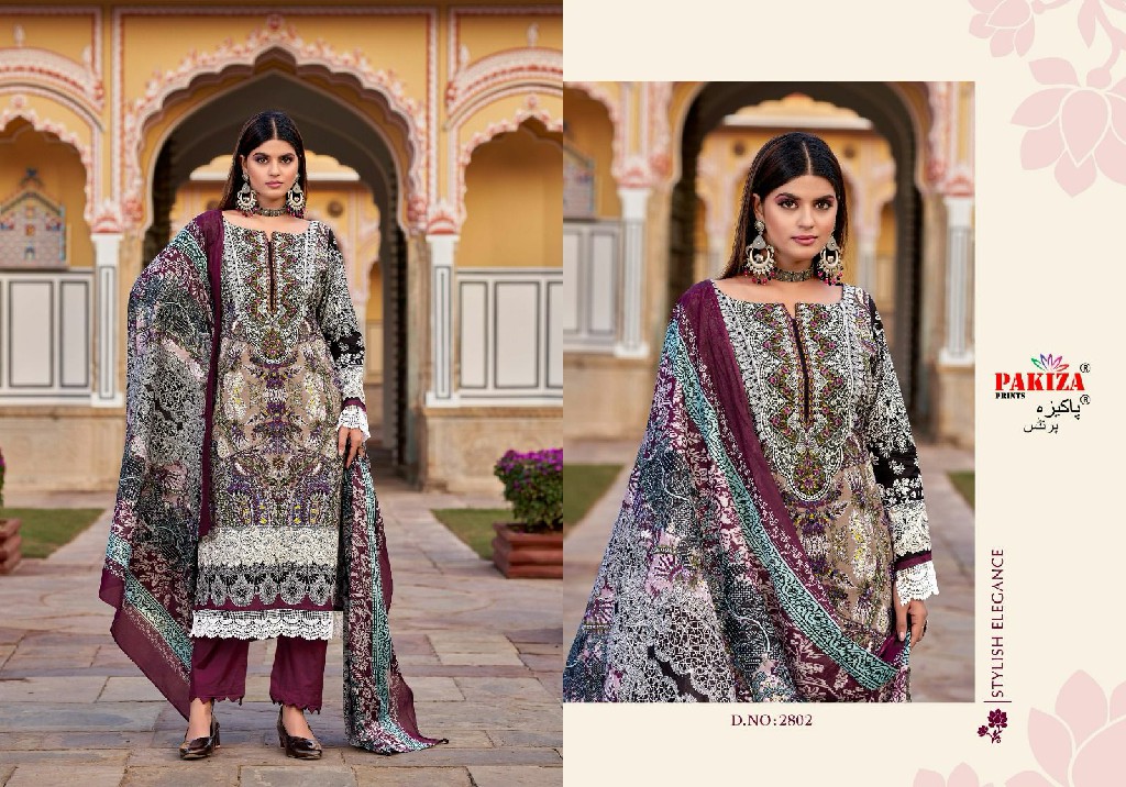 Pakiza Nawazish Vol-28 Wholesale Lawn Cotton With Work Dress Material
