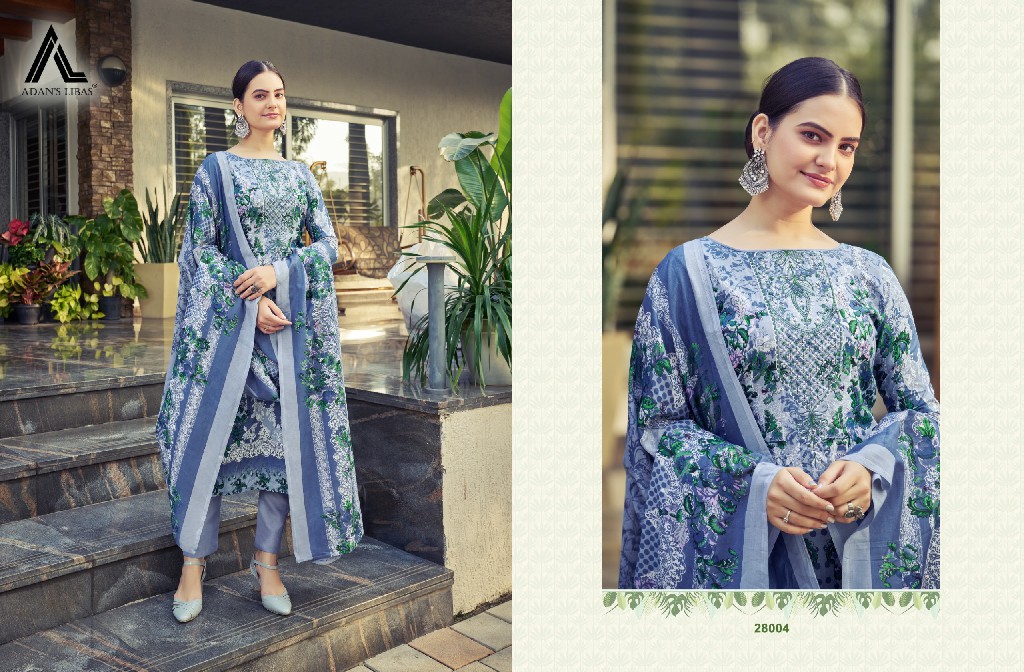 Adans Libas Naira Vol-28 Wholesale Pure Cotton With Self Embroidery Work Dress Material