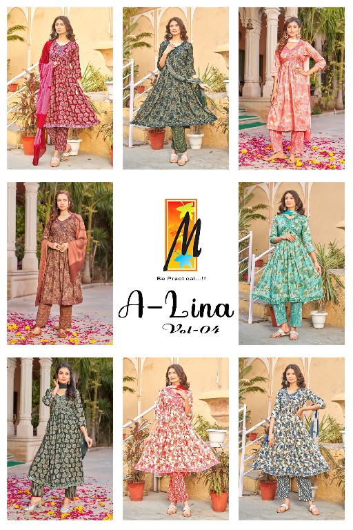 Master A-Lina Vol-4 Wholesale Aaliya Cut Top With Bottom And Dupatta