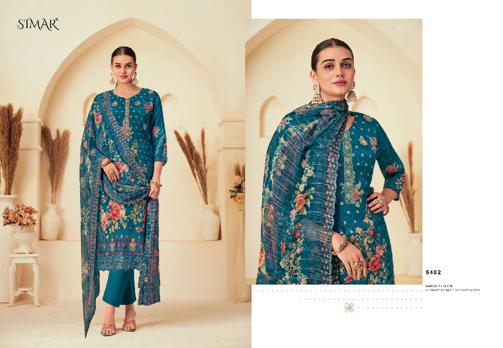 Glossy Simar Sakina Wholesale Pure Viscose Organza Jacquard Salwar Suits