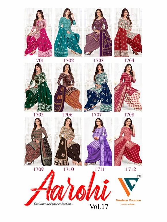 Vandana Aarohi Vol-17 Wholesale Cotton Fabric Dress Material