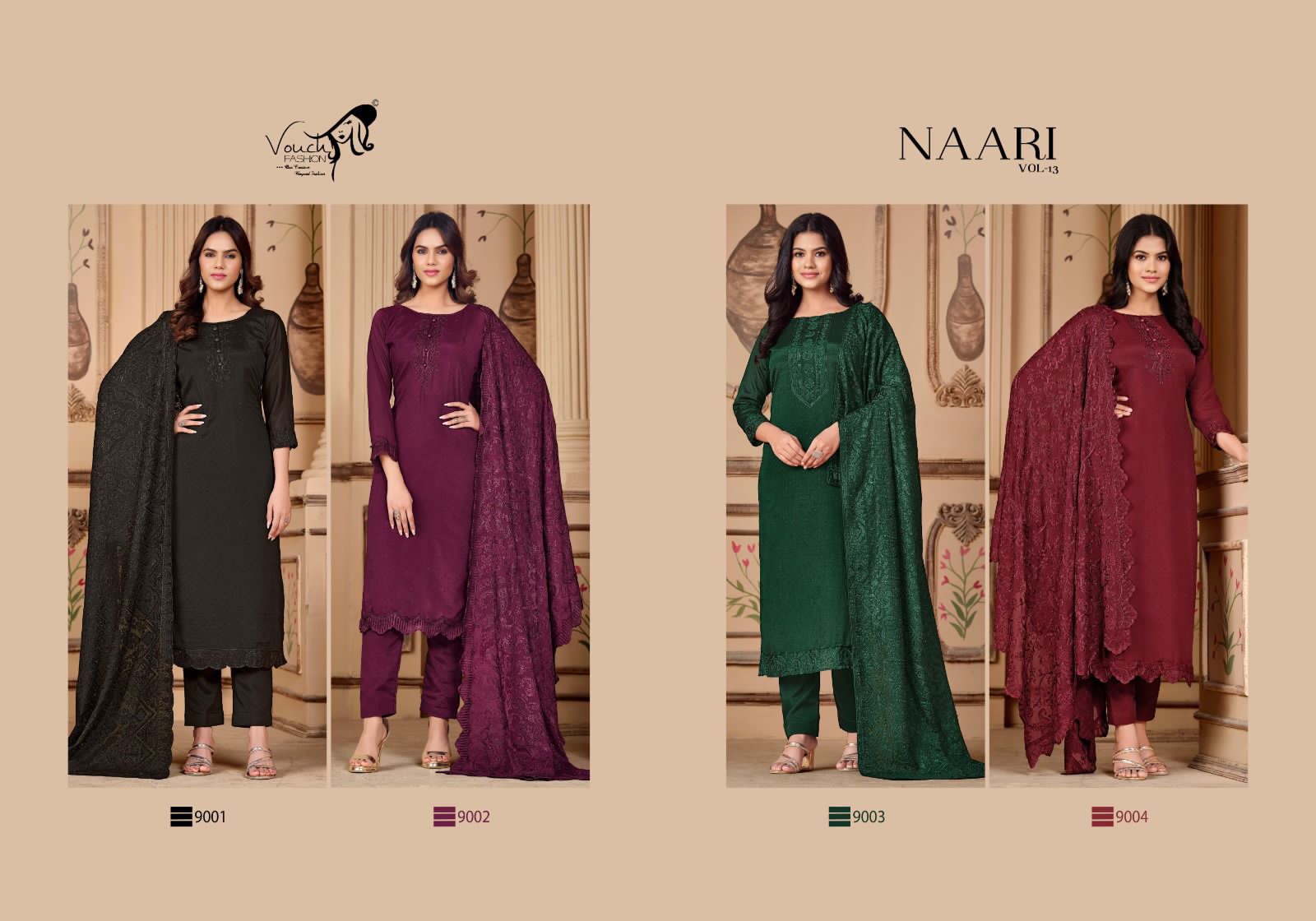 Vouch Naari Vol-13 Wholesale Heavy Rangoli Silk Straight Salwar Suits