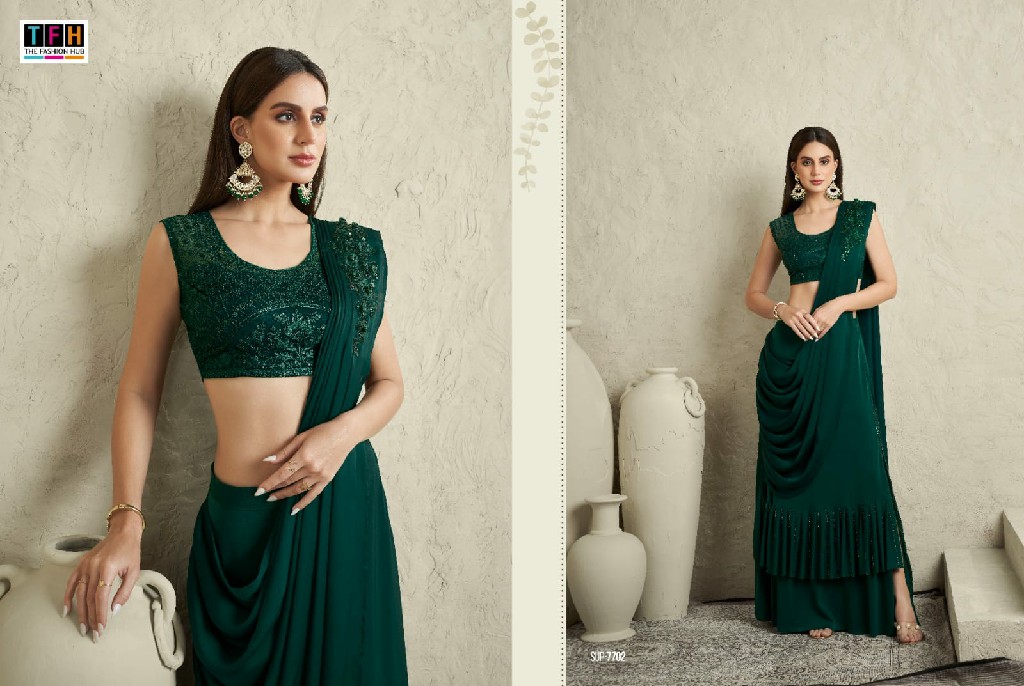 TFH SUPER STAR VOL 2 7701-7712 READY TO WEAR DESIGNER SAREES WITH BELT AND UNSTITCH BLOUSE