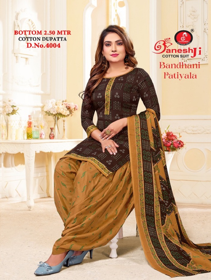 Ganeshji Bandhani Patiyala Vol-4 Wholesale Pure Cotton Patiyala Dresses